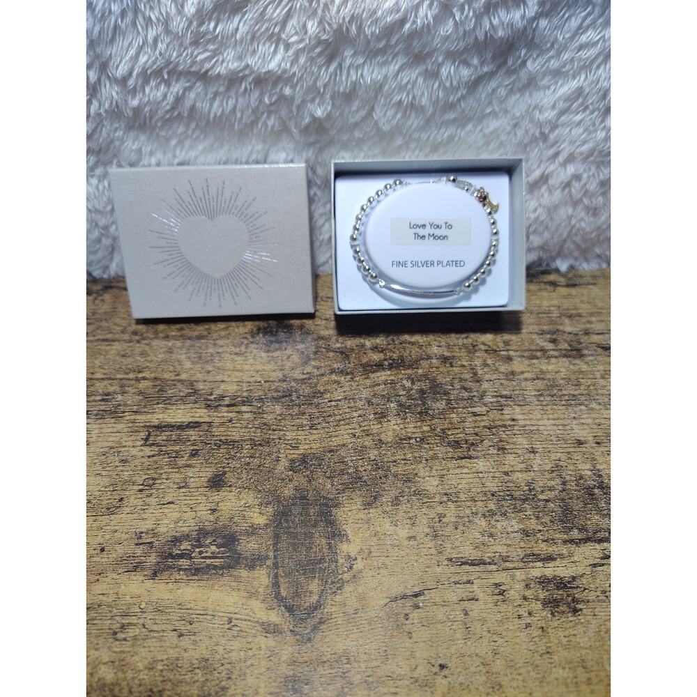Love You To The Moon Silver Plated Bead Bracelet – Adjustable – Gift Boxed New